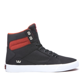 Supra Mens ALUMINUM High Top Shoes Black/Bossa Nova/White | US-59420